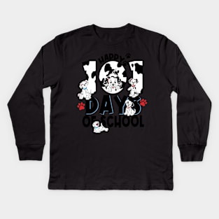 100 Days Of School Dalmatian Dog Boy Kid 100th Day Of School Kids Long Sleeve T-Shirt